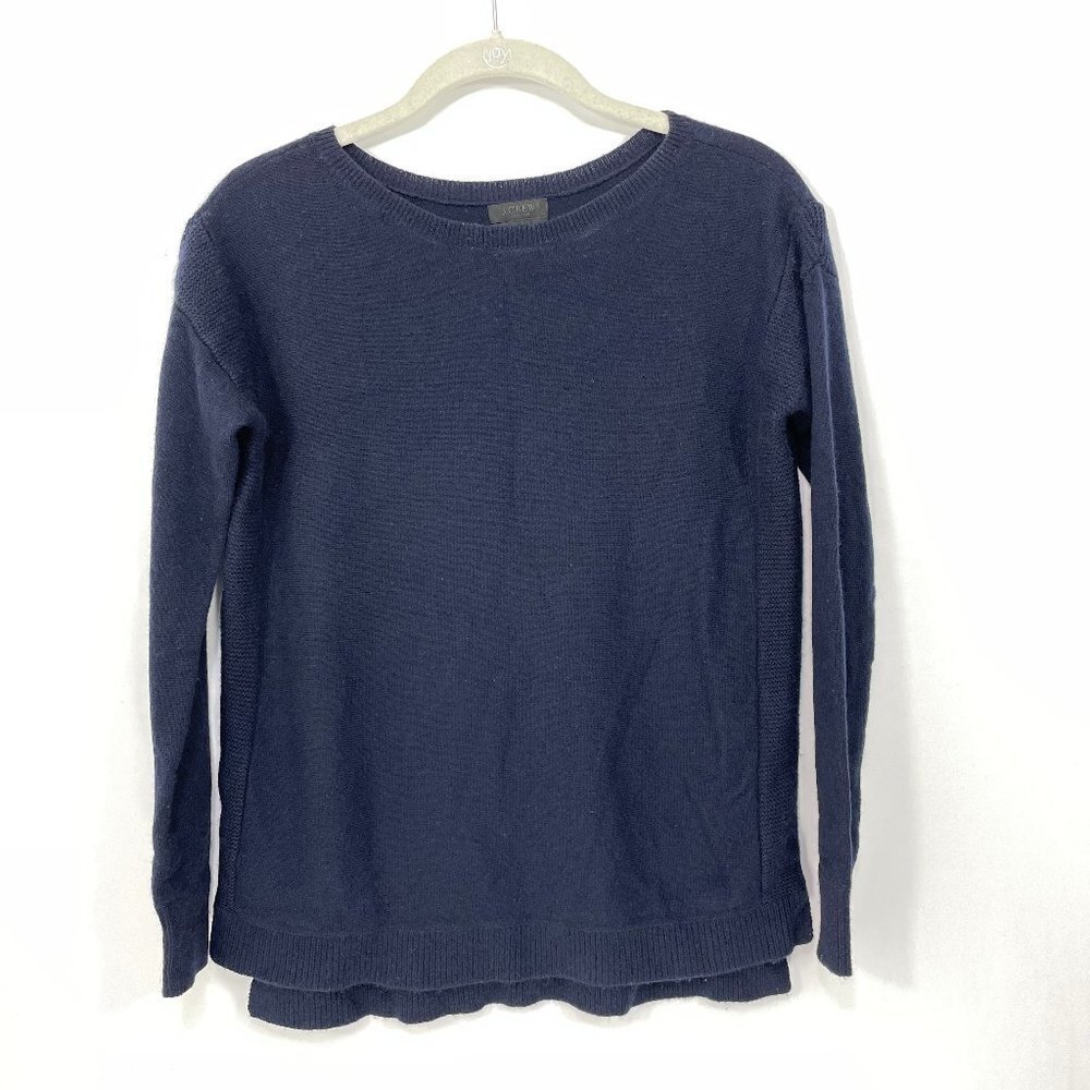 J. Crew Collection Womens XXS  Italian Cashmere Sweater Navy Crew‎ Neck